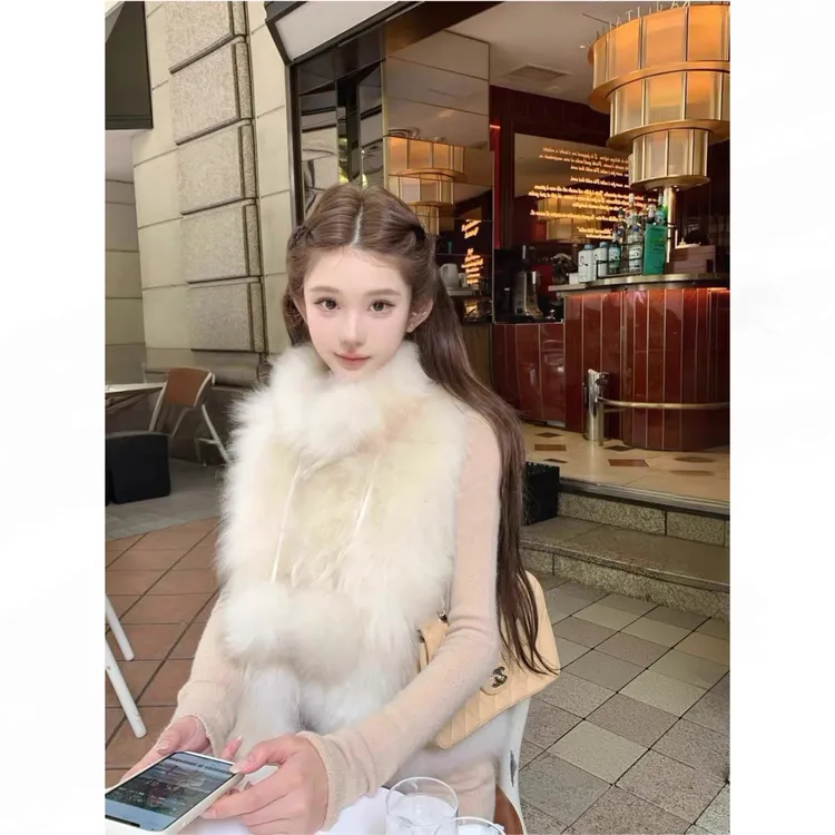 JMSHOP 朝雾纱雪 cashmere女冬静奢感短款毛毛马甲