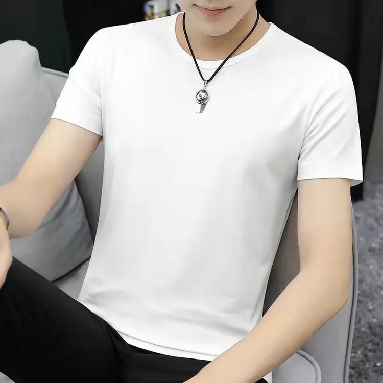 源厂家夏季男装上衣透气凉感冰丝恤薄款短袖T恤男速干衣白色半袖