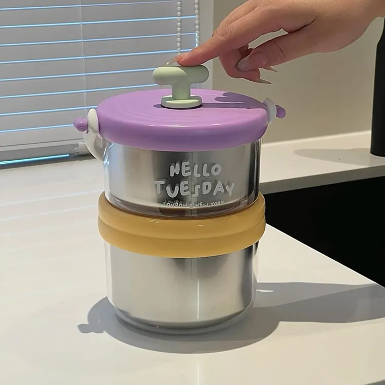 学生上班族高颜值便当盒保鲜盒食品级不锈钢汤碗手提沙拉碗水果盒