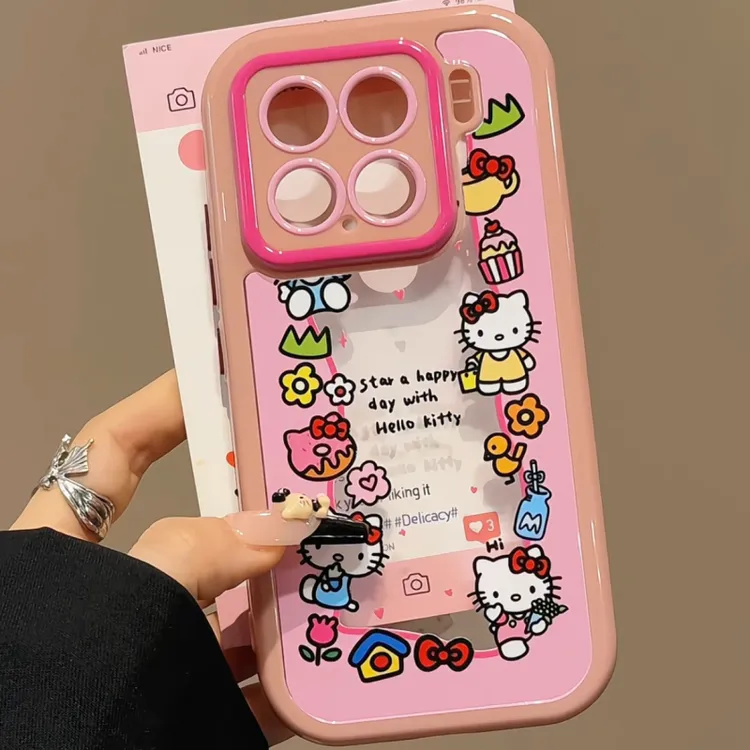 奶油油壳适用16pro手机壳iPhone15华为mate卡通涂鸦kitty小米新款