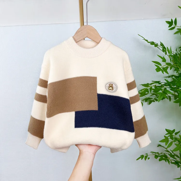 男童毛衣秋冬加厚2025新款儿童针织衫中大童冬季帅气男孩打底衫