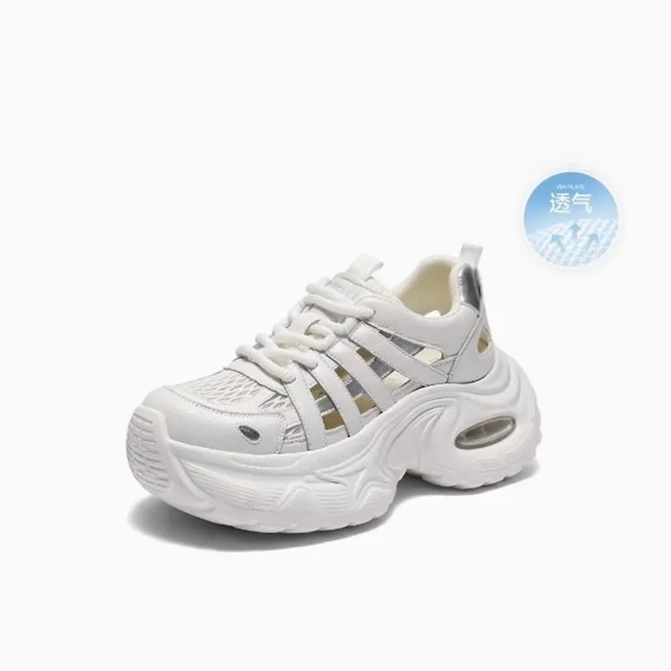 夏天旅游爆款2025网面透气老爹凉鞋时尚子夏季厚底休闲鞋单鞋