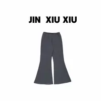 JINXIUXIU秋季新款松紧腰微喇显瘦简约百搭韩系甜美休闲裤1170