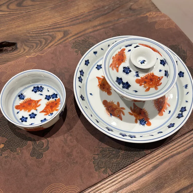 青慧坊窑仿明桃花梵红鳜鱼