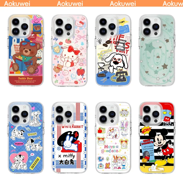 圆边双面IMD卡通可爱适用苹果16promax手机壳15创意14防摔13壳ins