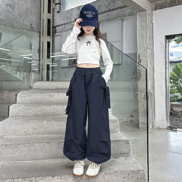 女童秋季新款工装裤2025时尚洋气韩版套装6-12岁女宝宝宽松两件套