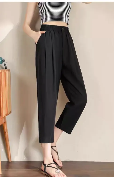 [易小慧]薄款空调裤哈伦裤显瘦凉快百搭休闲裤