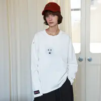 OFF COURSE OFFICIAL雪地潦草小狗破边做旧长袖T恤