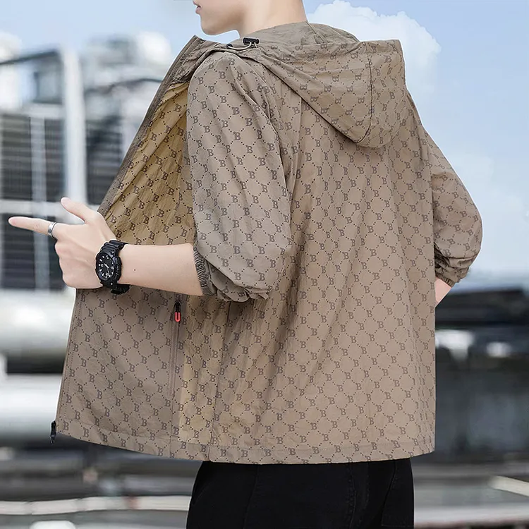 2024冰丝速干防晒服夏季男士连帽轻薄外套户外透气男装外衣防晒衣