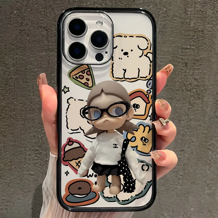 【AI键保护】带眼镜女孩适用苹果17promax手机壳iphone16新款15全包