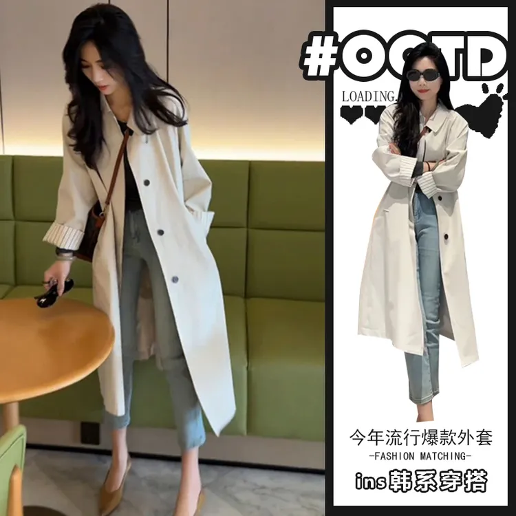 小个子今年流行长款风衣外套2025春秋新款英伦风宽松显瘦上衣女潮