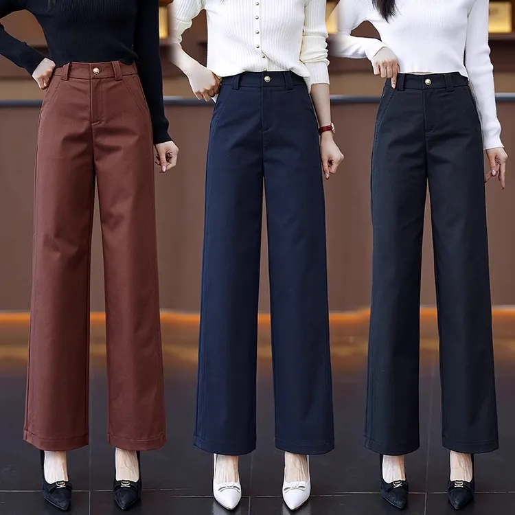 天丝棉窄版阔腿西装裤女夏季2025新款高腰显瘦垂感休闲宽松直筒裤