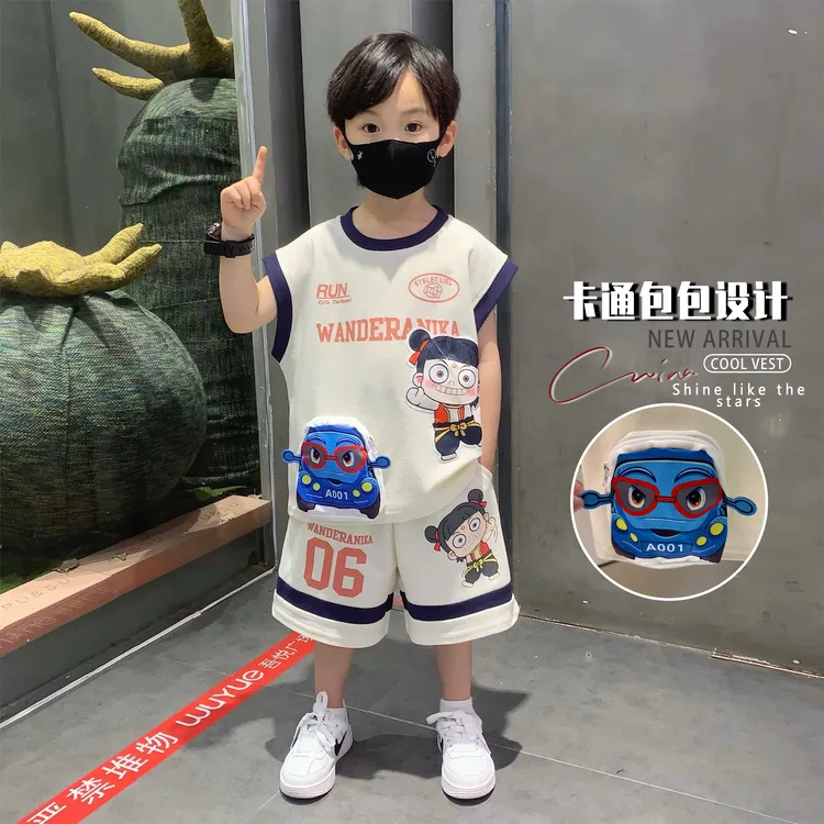 哪吒儿童服装2025新款男童夏装套装酷帅小男孩衣服男宝宝儿童套装