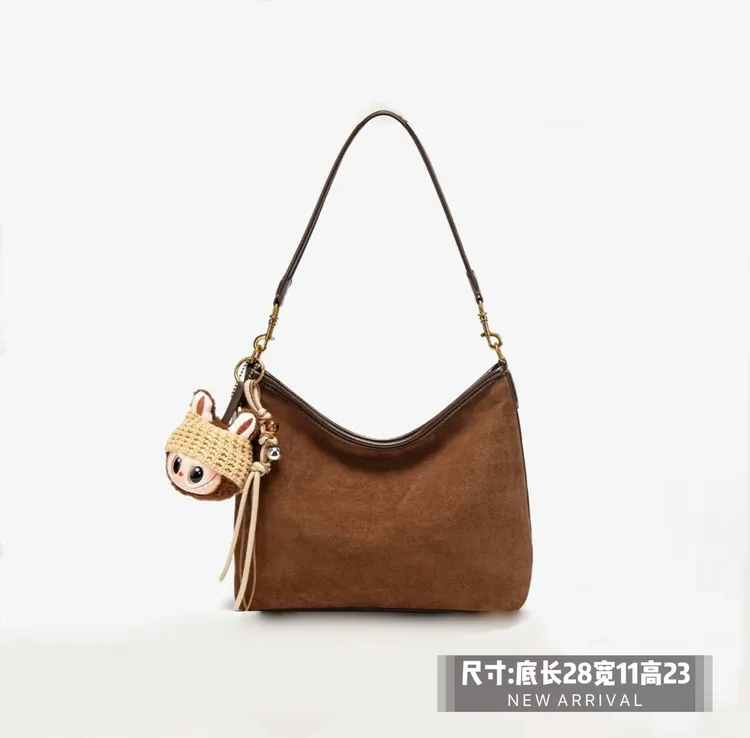 【轻奢定制】爆款新款磨砂牛皮双面可背流浪单肩斜挎秋冬复古棕咖色