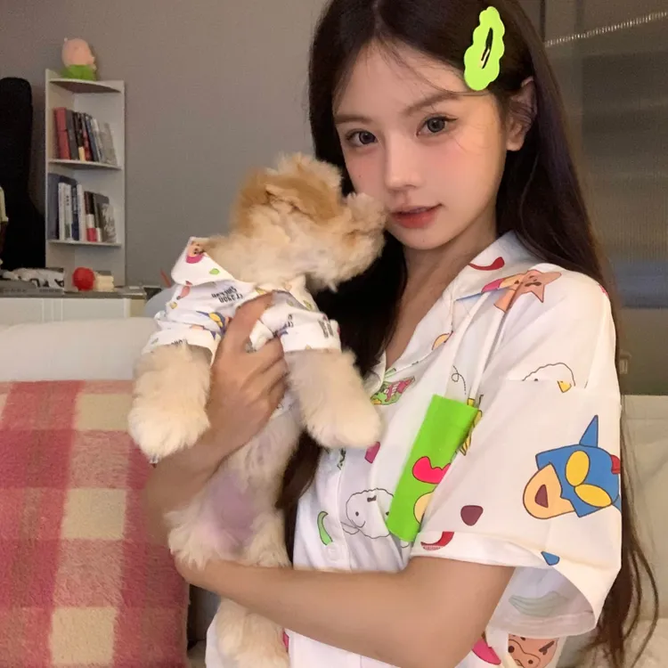 可爱少女二次元印花长袖睡衣女夏季2025年新款开衫长裤家居服套装