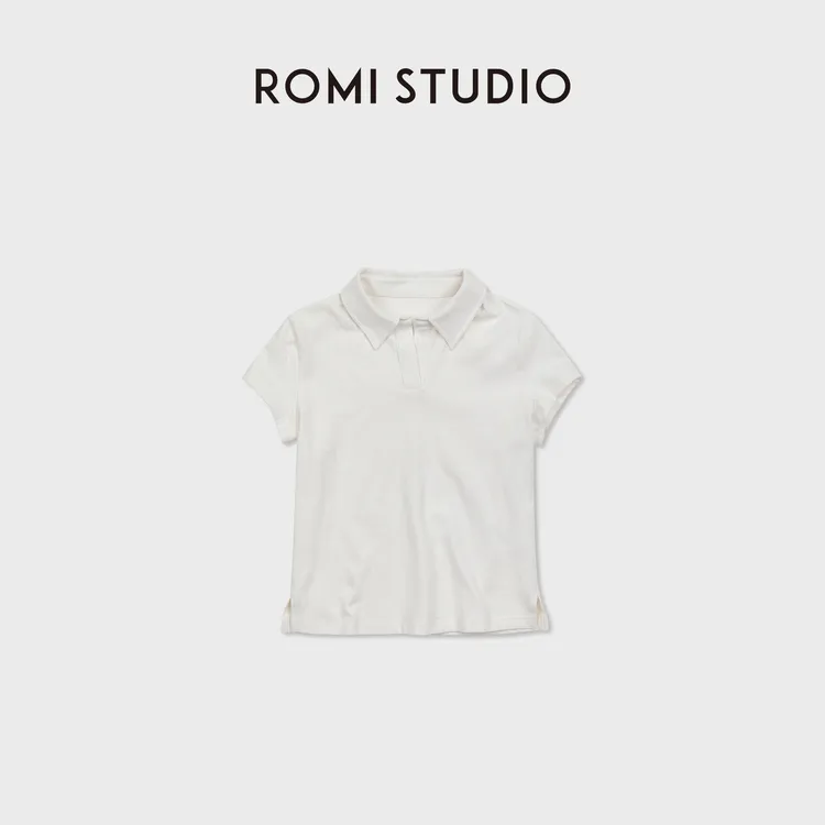 ROMI STUDIO“简约老钱”汉麻棉混纺修身Polo领短袖T恤 RWCSS87170