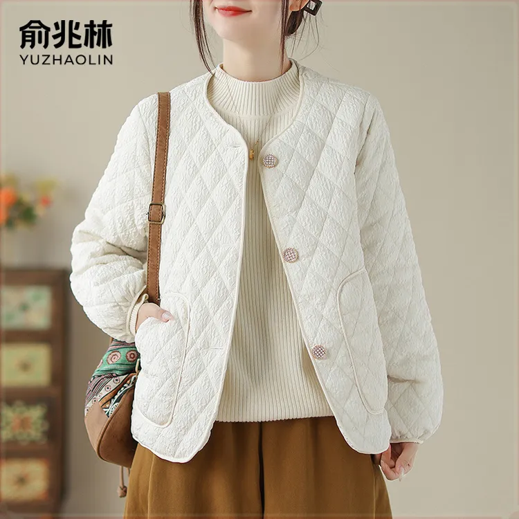 新款时尚宽松外套复古优雅气质百搭棉衣修身大方上衣