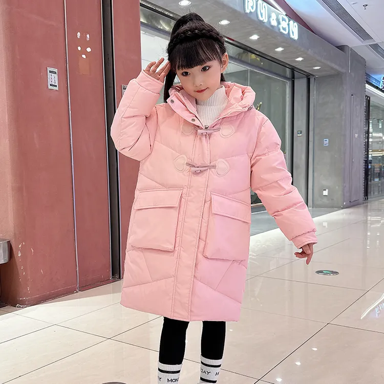 女童羽绒服中长款2025冬季新款中大童洋气白鸭绒加厚冬装外套