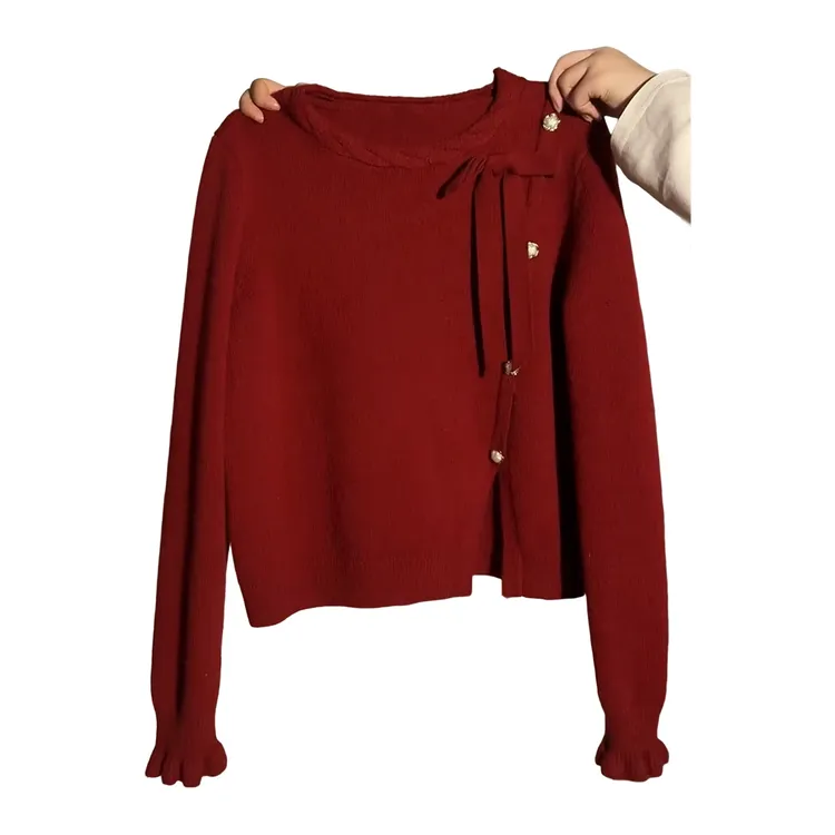 跨年新年战袍红色毛衣连衣裙子女秋冬2026新款巨好看穿搭一整套装