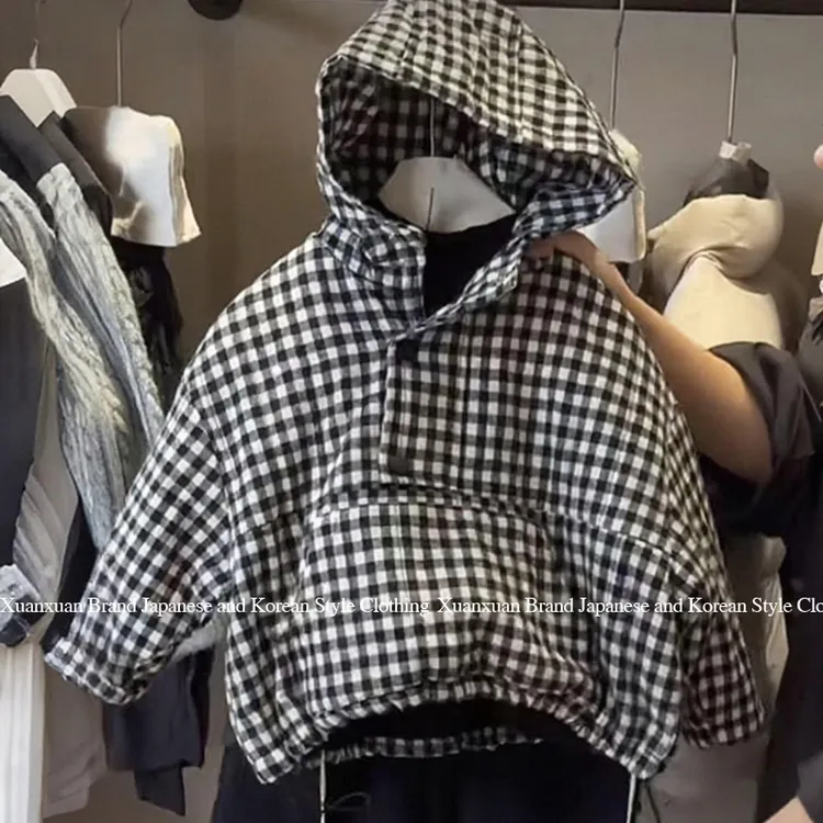 童装男童2025年秋冬加棉格子棉服韩版宽松格子加绒运动风套头棉衣