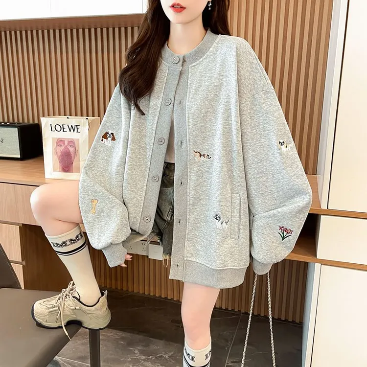 青春活力校园风大童初高中学生棒球外套胖女孩春秋新爆款衣服开衫