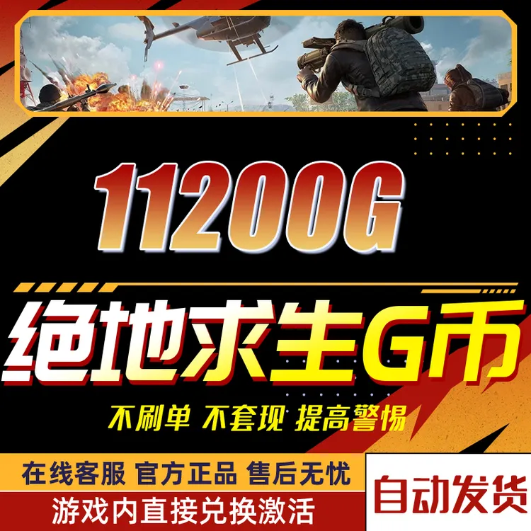 PUBGG币绝地求生金币吃鸡gb游戏币皮肤点卷充值11200G币兑换码CDK
