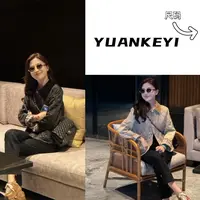 YUANKEYI B家格子棉服气质灯芯绒翻领