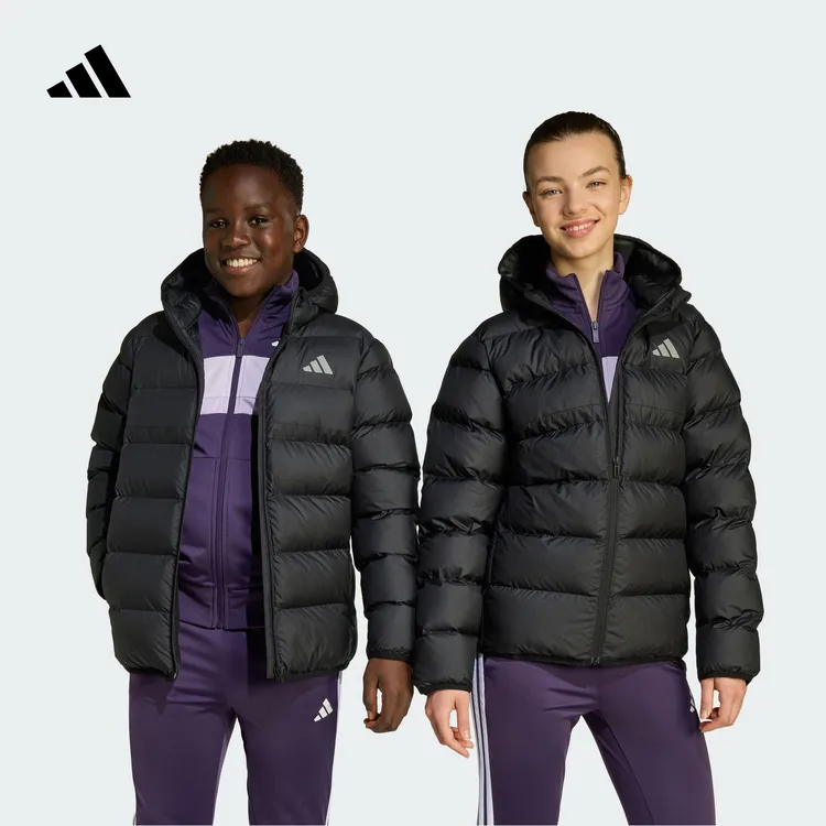 adidas阿迪达斯官方大童双旦礼遇冬拒水防风保暖连帽面包服JL7430