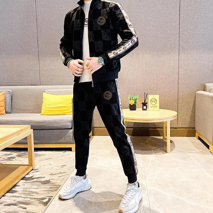 LUYEWEGER/路约威格男士春秋季新款休闲长袖卫衣套装拉链时尚套装