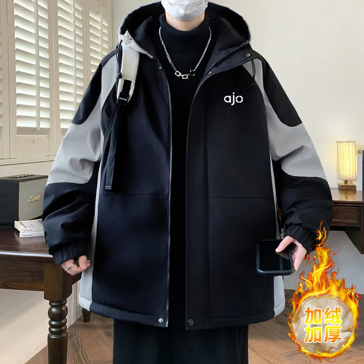 秋冬高品质加绒加厚冲锋衣夹克青少年时尚潮流一件过冬男生外套