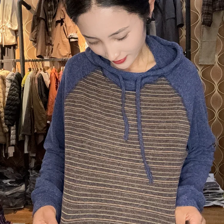 韩尤简同款百搭修身双面德绒卫衣