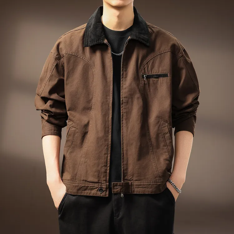 皮尔卡丹美拉德复古工装夹克男春秋美式猎装潮牌秋季宽松休闲外套