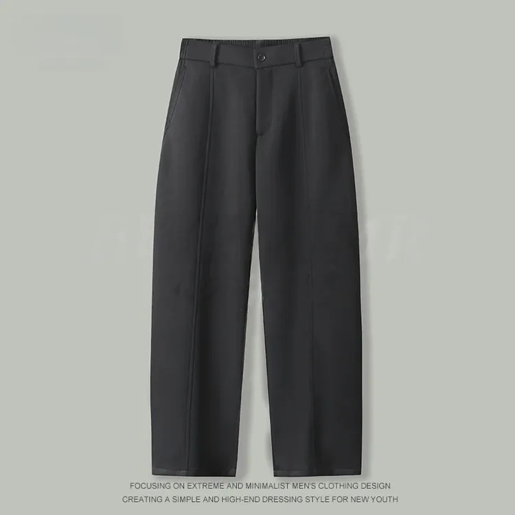 【卜差先生】秋冬季加绒加厚棉混纺休闲裤百搭宽松弯刀裤显瘦长裤男