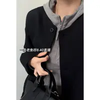 R 无领毛呢大衣外套女 秋冬韩版宽松百搭短外套休闲风