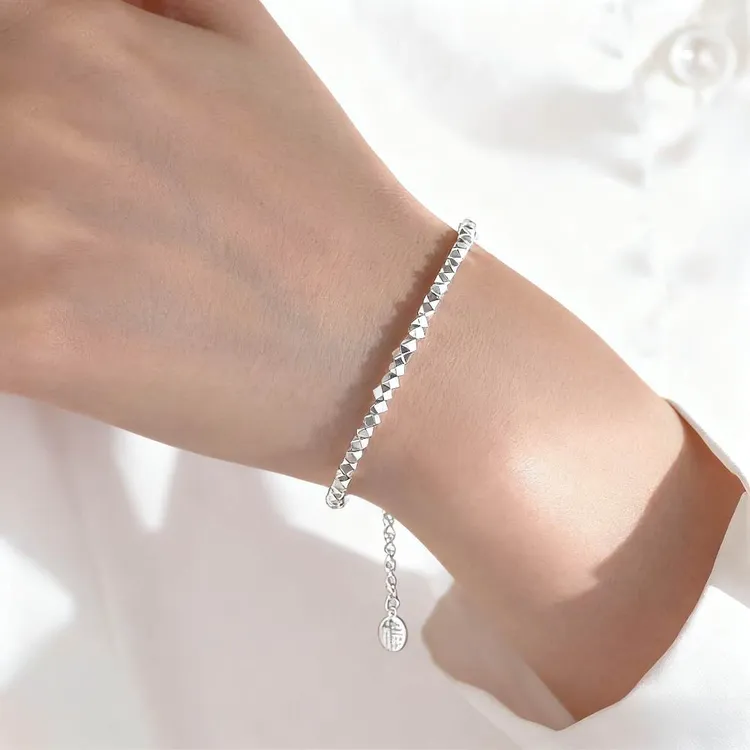 足银手链 碎银子足银999碎银几两手链  明星同款  高级气质