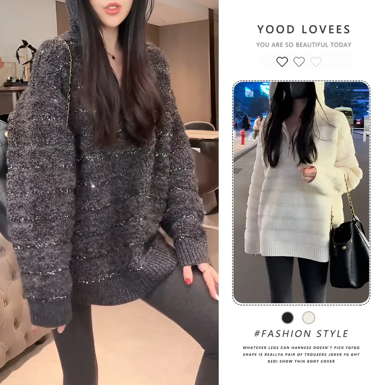 盐系简约百搭半拉链连帽长袖外套女2025秋冬新款慵懒风休闲短外套