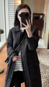 【米卡私服 】长款秋冬棉服黑色