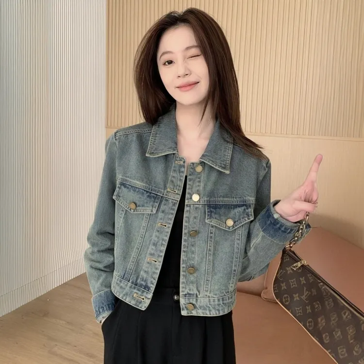 美式复古牛仔外套女2025春季新款爆款小个子休闲宽松短款夹克上衣