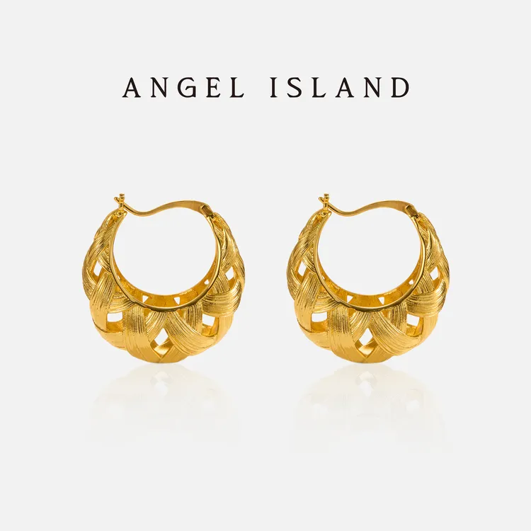 ANGEL ISLAND天使岛纯铜「曼哈顿」金编织镂空耳环