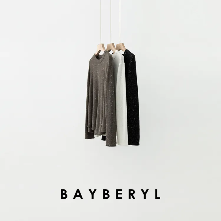 BAYBERYL老贝满天星*亮片卷边精致圆领25秋针织衫9ZZS5G3041-8/3