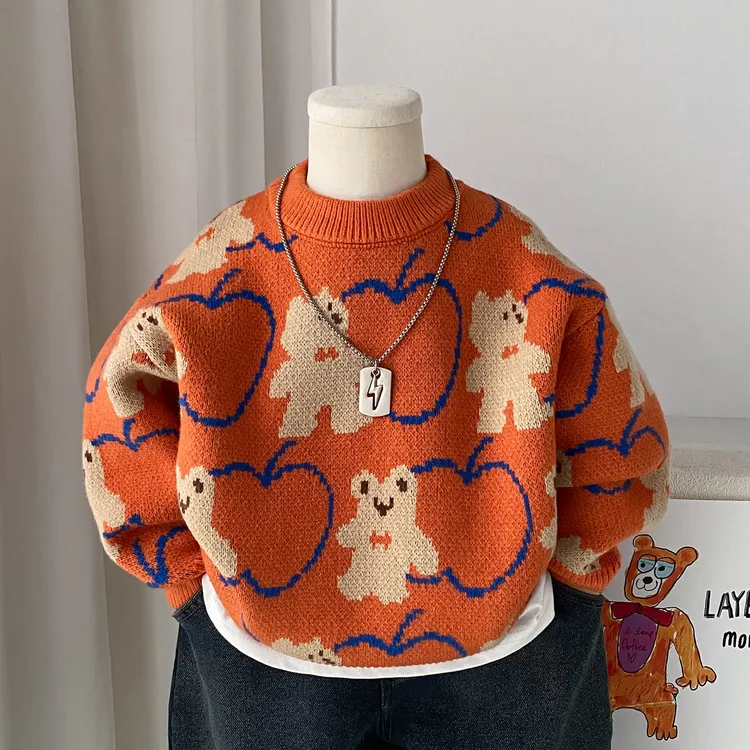 男童毛衣秋冬2025新款儿童针织衫宽松洋气百搭中小童男孩打底上衣