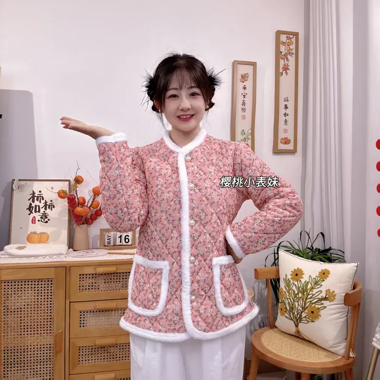 【主播福利】女士新款时尚碎花保暖抗寒棉袄