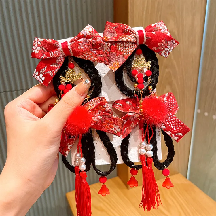 【萌妹子】儿童汉服头饰中国风女童新年古风发夹过年小孩拜年发卡