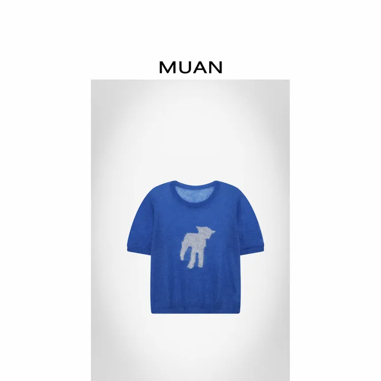 木岸MUAN：《小羊肖恩T》定制宽松半袖复古针织上衣百搭CQ-ST-25172