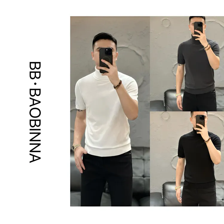  小野· 男装 | 男士时尚百搭高领短袖针织衫H9