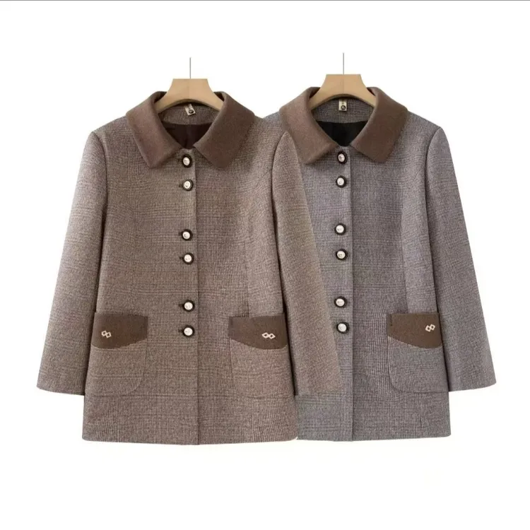 162#新款平领6个扣子妈妈装精美外套