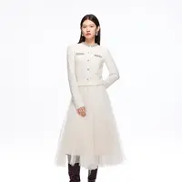 Vero Moda半身裙【晨露繁花】亮片高腰A字松紧腰网纱裙325416001