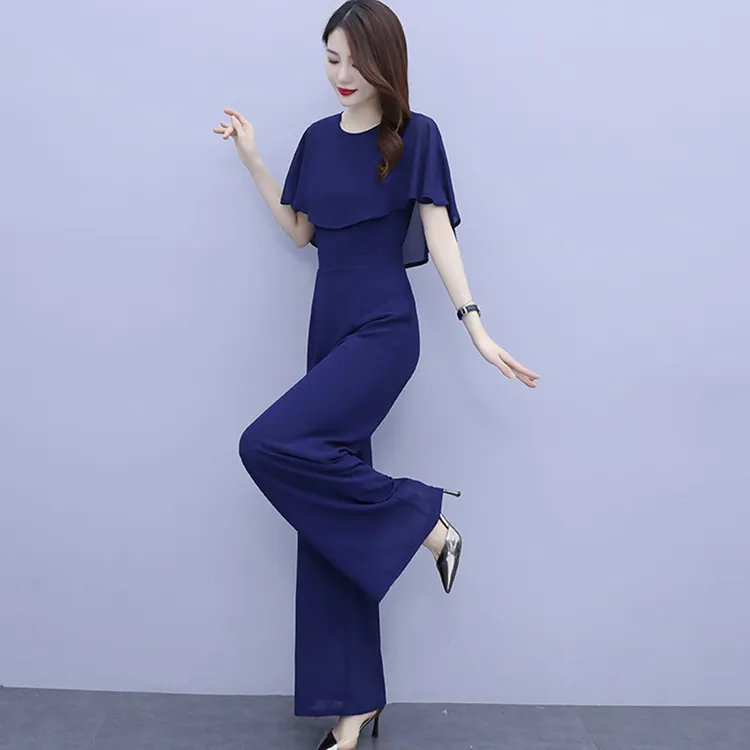 职业套装女2025年新款夏小个子网红炸街时尚阔腿裤假两件套连体裤