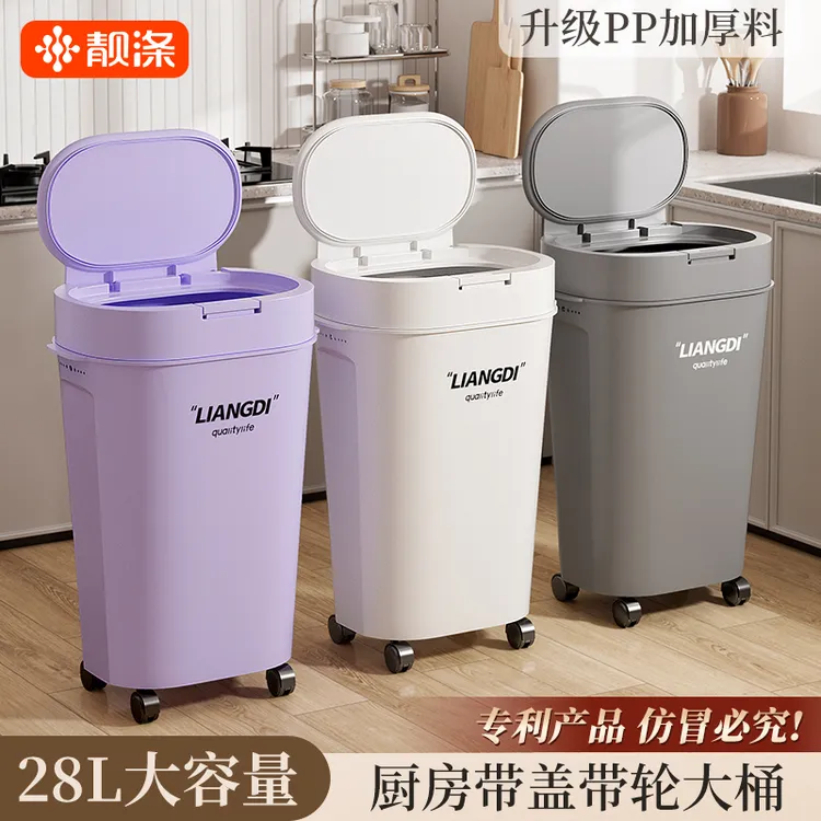 靓涤厨房专用垃圾桶免弯腰家用大号大容量客厅带盖轻奢高颜值桶