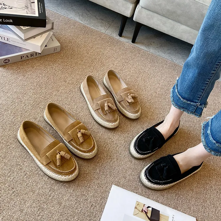 广协渔夫女春秋季新款平底真皮博肯渔夫鞋女款爆款2025新款皮鞋